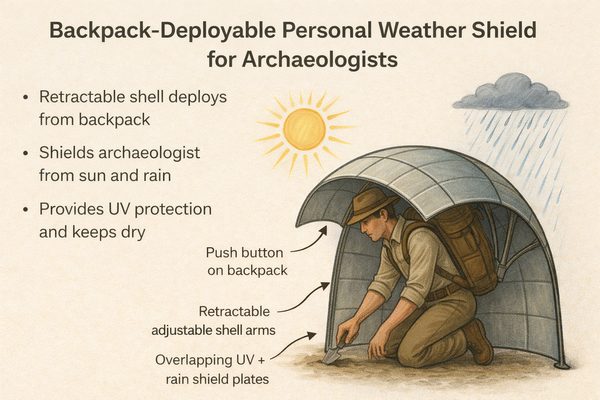 Concept: Backpack-Deployable Personal Weather Shield for archaeologists