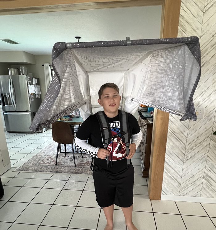 Final version of the Protection Backpack with clamps and reinforced sides