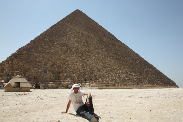 Pastor Andrew Raduly at the Great Pyramid in Egypt